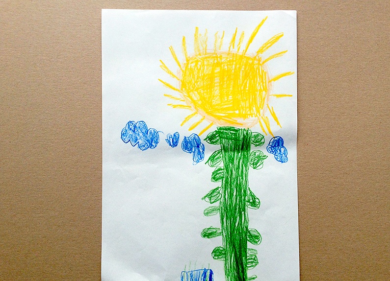 Kinderzeichnung zur Geschichte vom grünen Einfant, Blatt 18