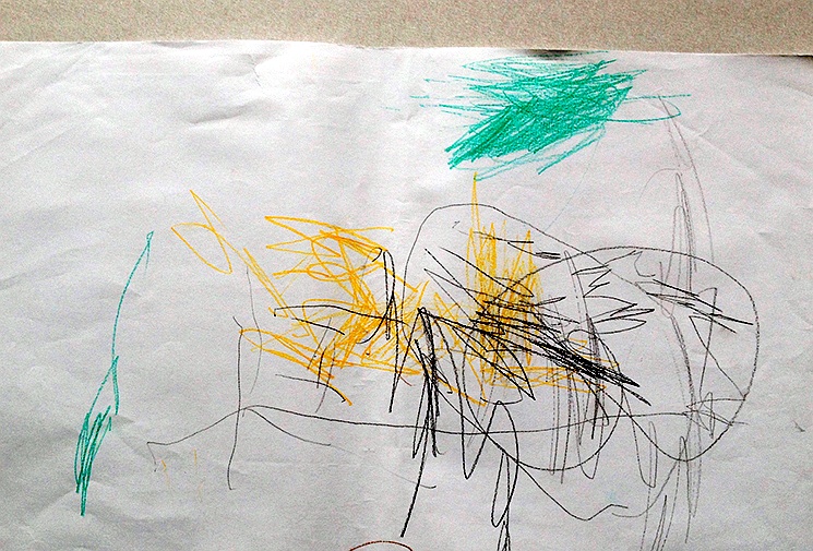 Kinderzeichnung zur Geschichte vom grünen Einfant, Blatt 31